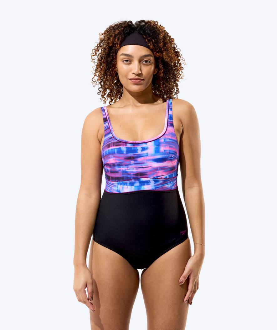 Speedo badedrakt til damer - Contour Eclipse - Svart/Lilla