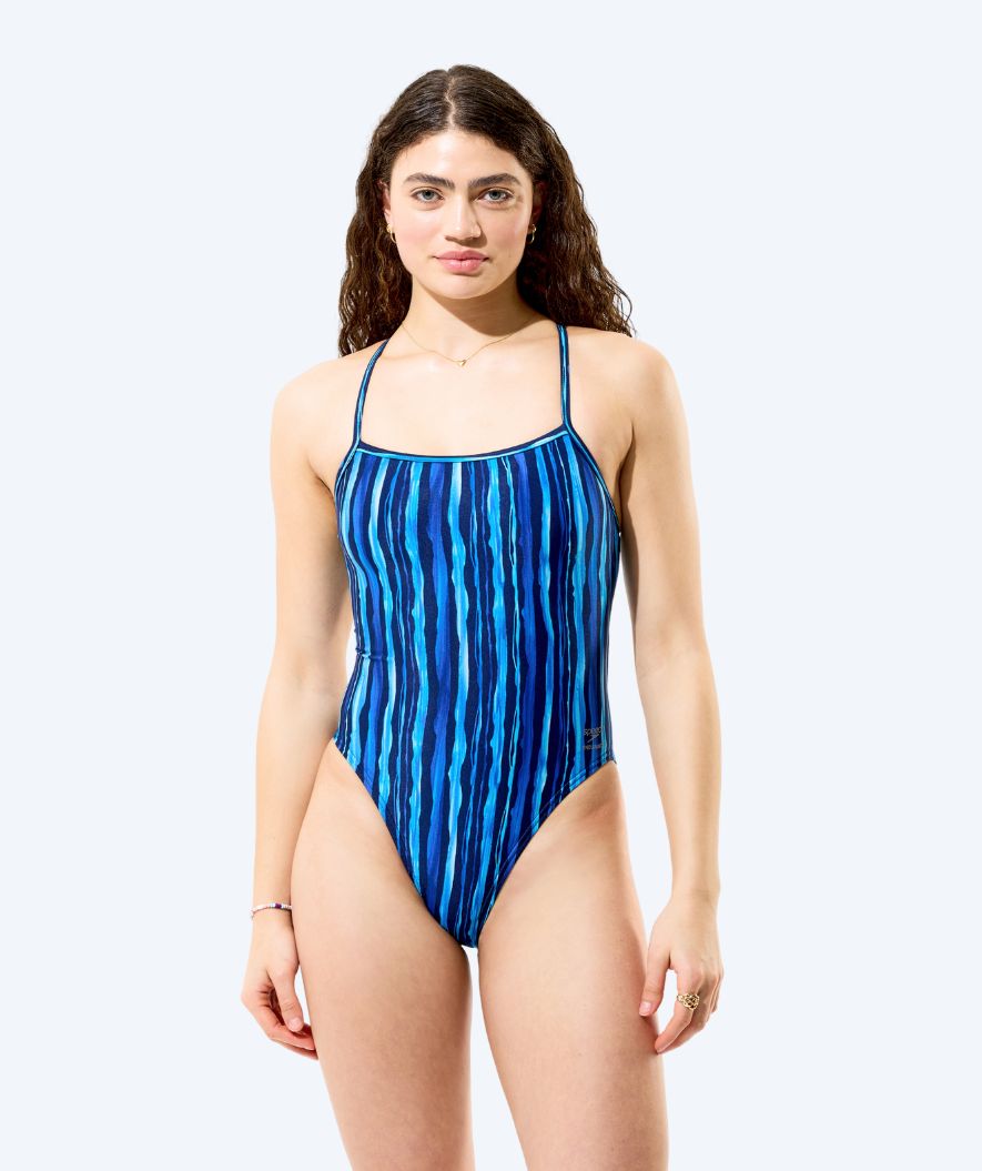 Speedo badedrakt til damer - Printed Web Back - Mørkeblå/Lyseblå