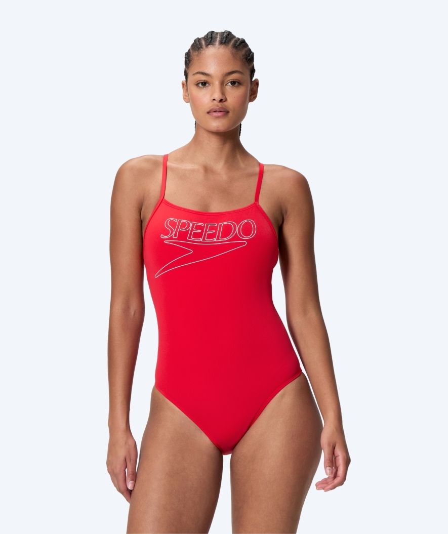 Speedo badedrakt til damer - Endurance Logo Thin Strap - Rød