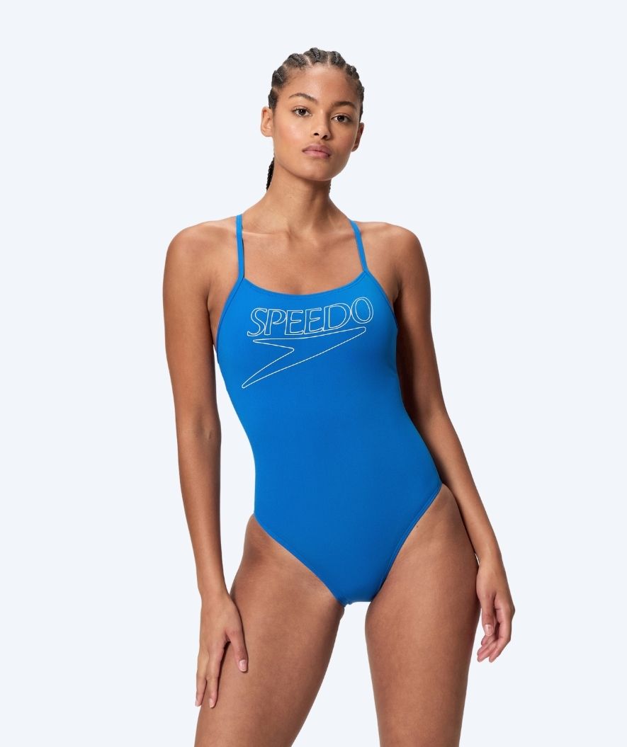 Speedo badedrakt til damer - Endurance Logo Thin Strap - Lyseblå