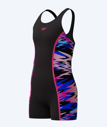 Speedo badedrakt med ben til jenter - Hyperboom Splice Muscleback - Svart/Rosa/Multifarget