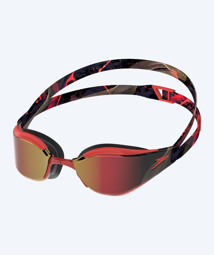 Speedo Elite svømmebriller - Fastskin Hyper Elite Mirror - Svart/Rød (Gull linse)