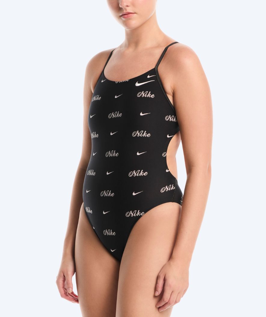 Nike badedrakt til damer - Hydrastrong Print Cutout - Svart/Hvit