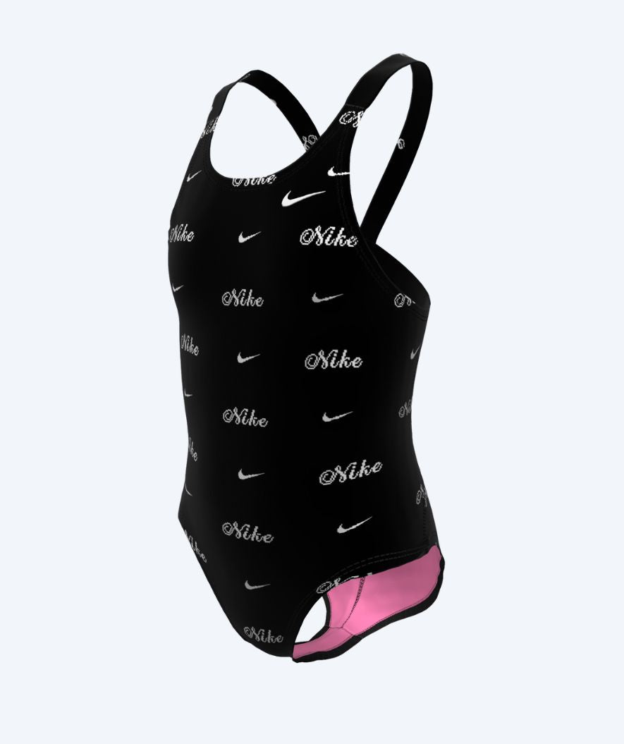 Nike badedrakt til jenter - Hydrastrong Print Fastback - Svart/Hvit