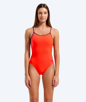 Arena badedrakt til damer - Solid Lace Back - Oransje/Lilla