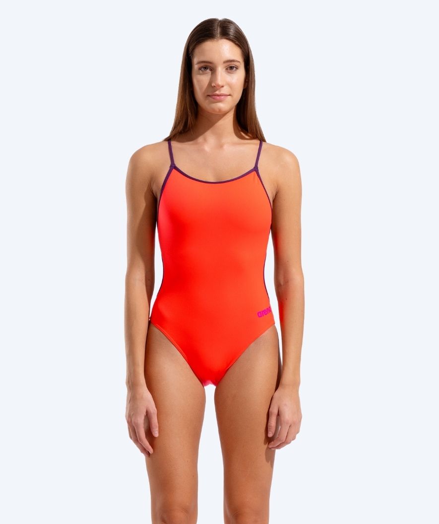 Arena badedrakt til damer - Solid Lace Back - Oransje/Lilla