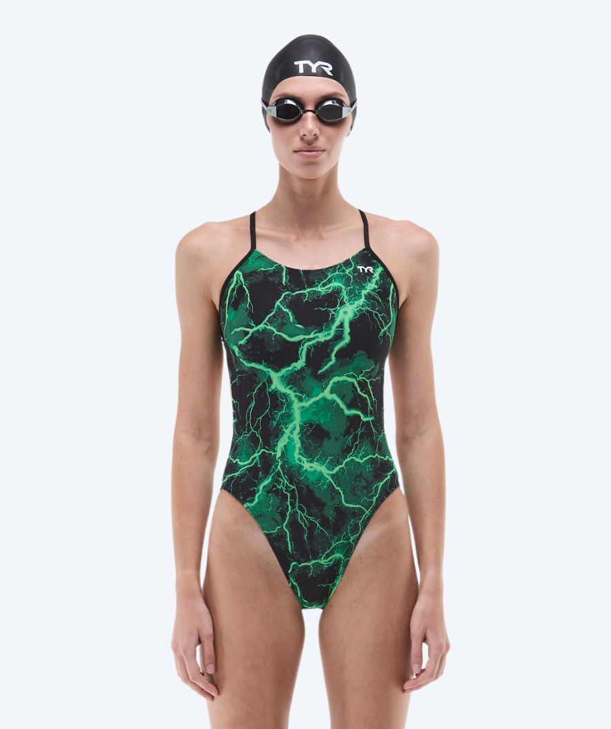 TYR badedrakt til damer - Durafast Elite Cutoutfit Arterix - Grønn/Svart