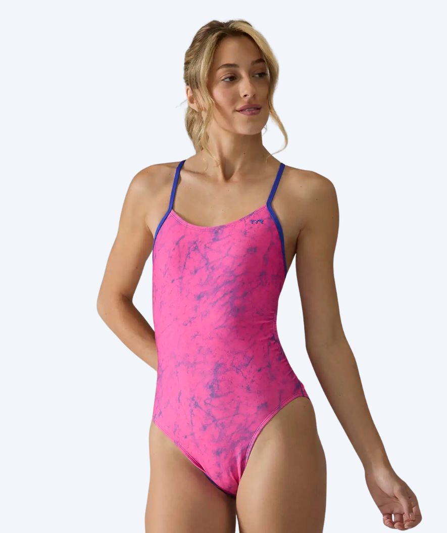 TYR badedrakt til damer - Durafast Elite Cutoutfit Zephyr - Rosa/Mørkeblå