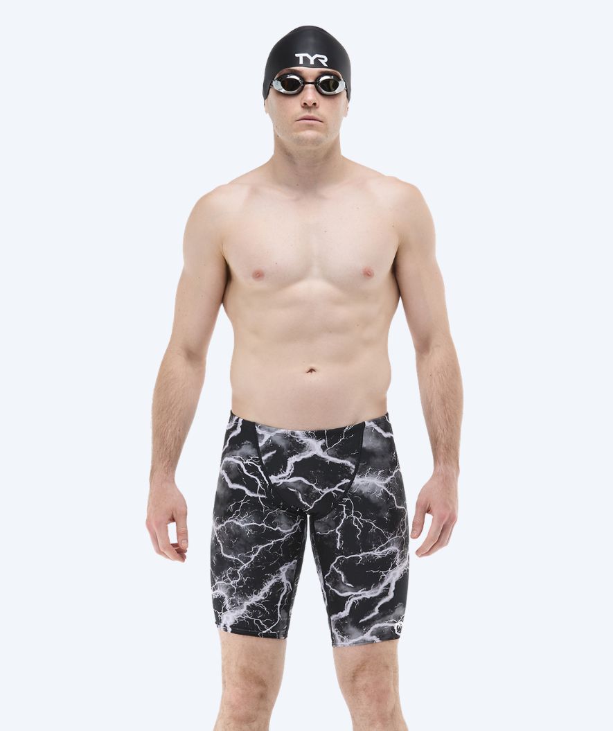 TYR lange badebukser til menn - Durafast Elite Arterix - Grå/Svart