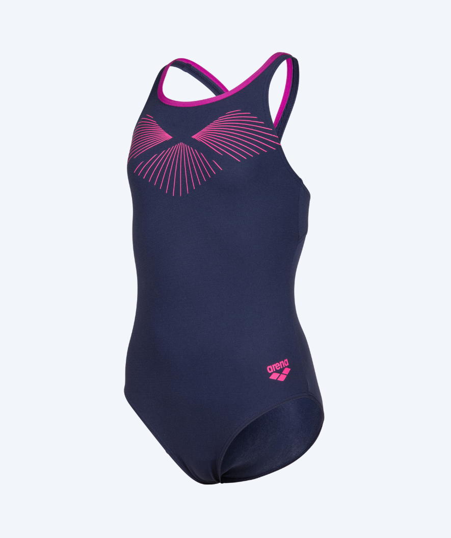 Arena badedrakt til jenter - Bay Swim Pro Back - Mørkeblå/Rosa