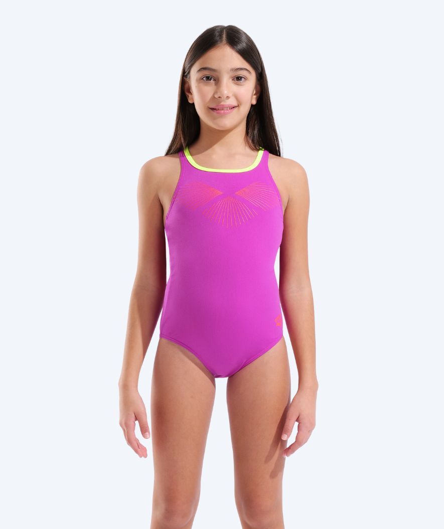 Arena badedrakt til jenter - Bay Swim Pro Back - Rosa/Grønn