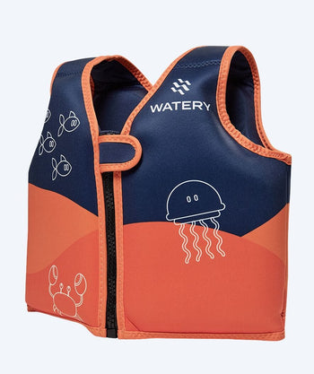 Watery svømmevest til barn (1-6) - Seadon - Mørkeblå/oransje