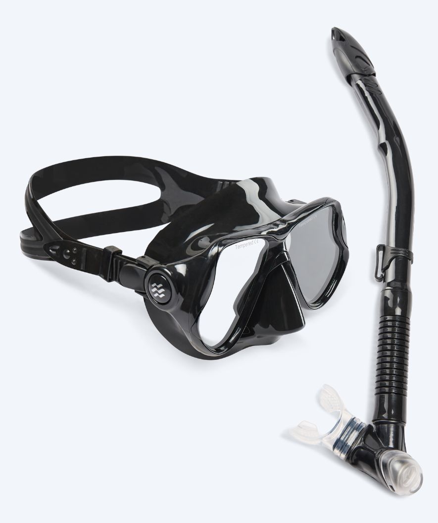 Watery Combo snorkelsett til voksne - Hudson Semi-Dry - Svart