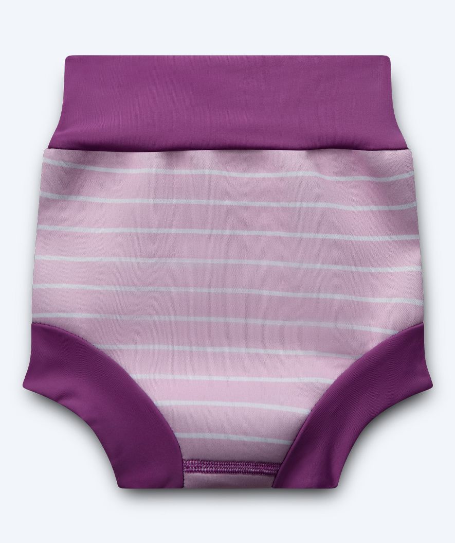 Watery bleiebadebukser til barn - Neoprene Swim Nappy - Purple Stripes