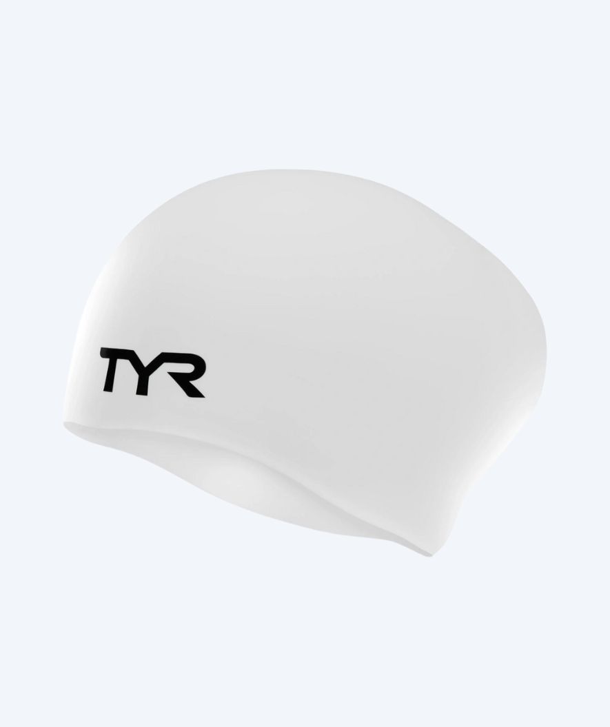 TYR badehette til langt hår - Silicone - Hvit