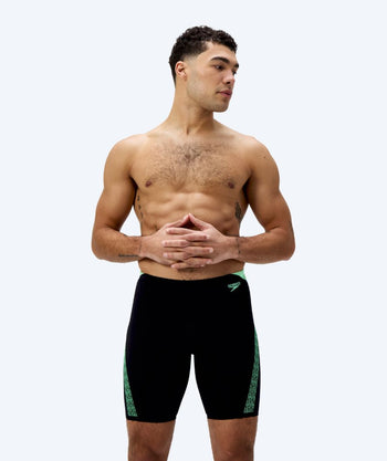 Speedo lange badebukser til menn - Hyperboom Splice - Svart/Grønn