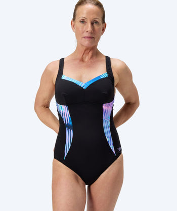 Speedo badedrakt til damer - Shaping Printed LunaElustre - Svart/turkis