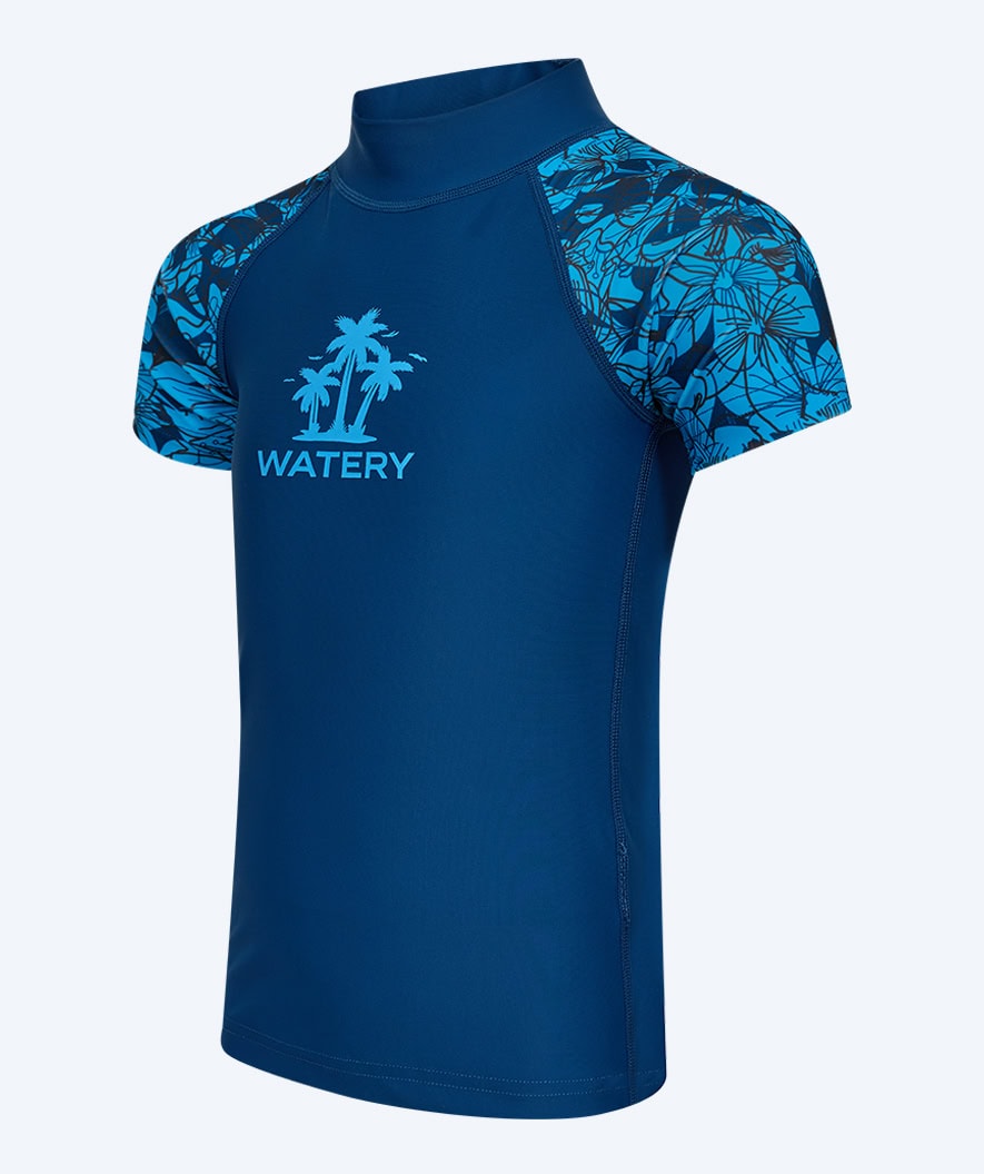 Watery UV-trøye til barn - Katsu Kortermet Rashguard - Blå/mørkeblå