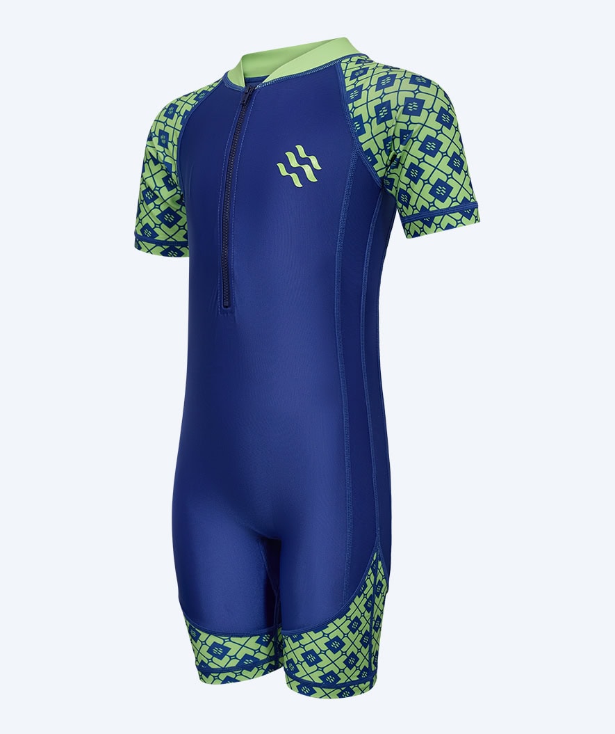 Watery UV-drakt til barn - Athena Kortermet Rashguard - Grønn/mørkeblå