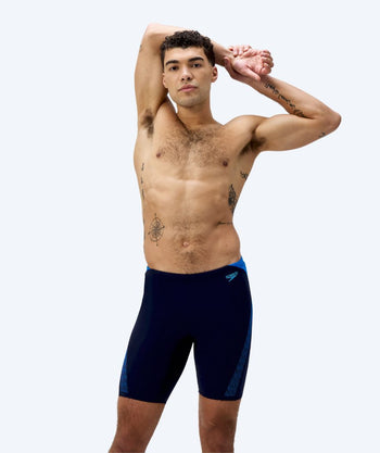 Speedo lange badebukser til menn - Hyperboom Splice - Mørkeblå/blå