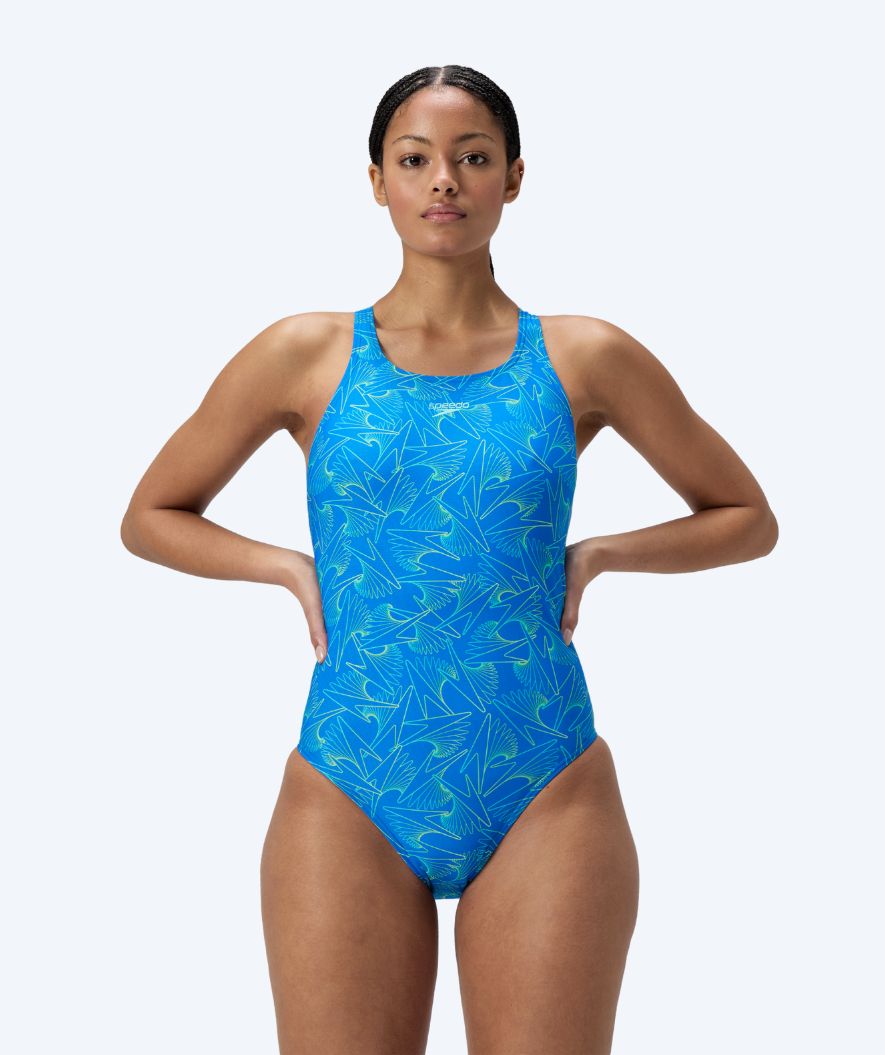 Speedo badedrakt til damer - Hyperboom Allover Medalist - Blå/grønn