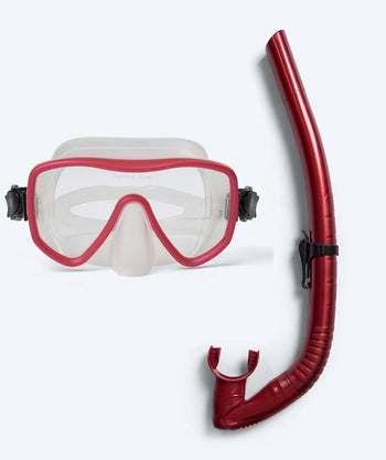 Watery Combo snorkelsett til voksne (fra 15 år) - Coast - Rød/klar