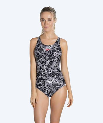 Speedo badedrakt til damer - Boom Allover Muscleback - Svart/Hvit