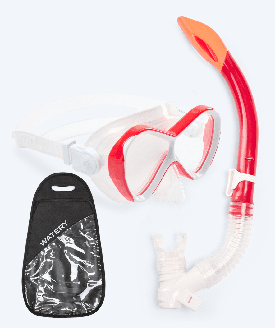 Watery Combo snorkelsett til barn - Triton Semi-dry - Rød