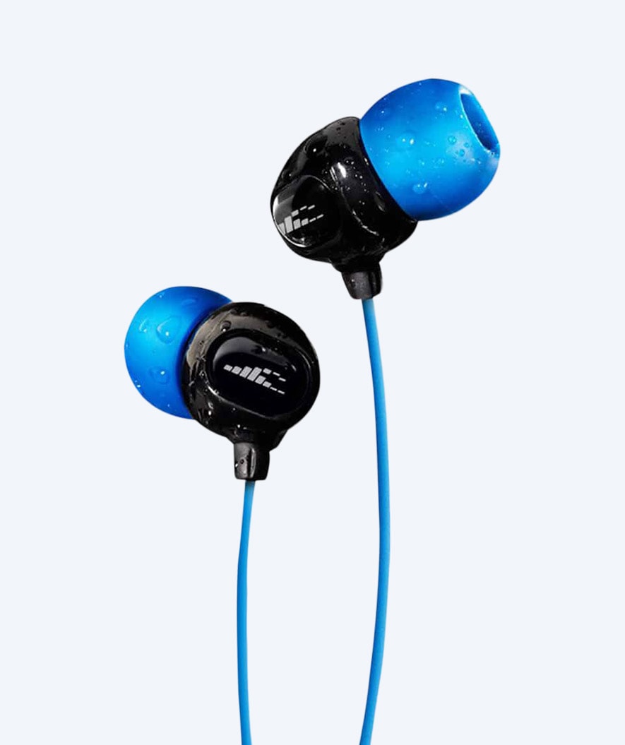 H2OAudio vanntette øretelefoner - Surge S Plus - kort snor - Blå