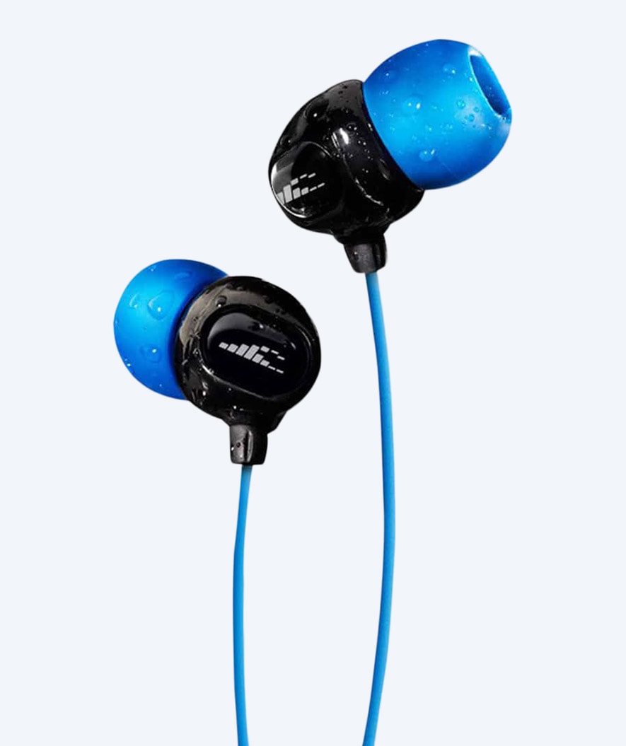 H2OAudio vanntette øretelefoner - Surge S Plus - lang snor - Blå