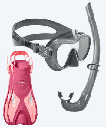 Watery snorkelsett til barn - Fisher/Cliff - Rosa/grå