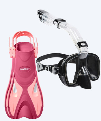 Watery snorkelsett til barn - Fisher/Pearl - Rosa/svart
