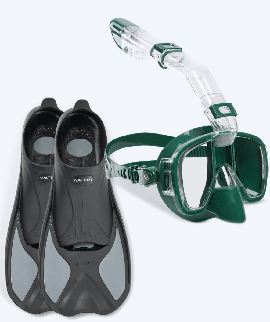 Watery snorkelsett til voksne - Pike/Pearl - Mørkegrønn