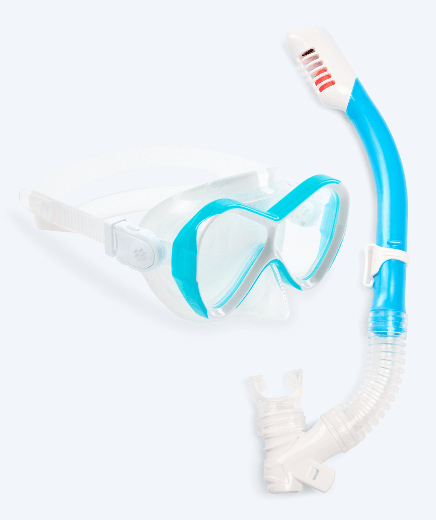 Watery Combo snorkelsett til barn - Triton Full-dry - Lyseblå