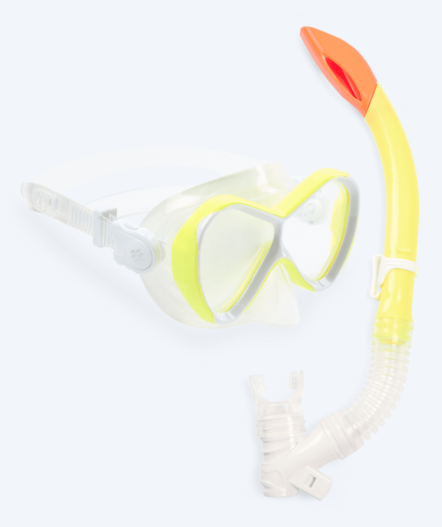 Watery Combo snorkelsett til barn - Triton Semi-dry - Gul