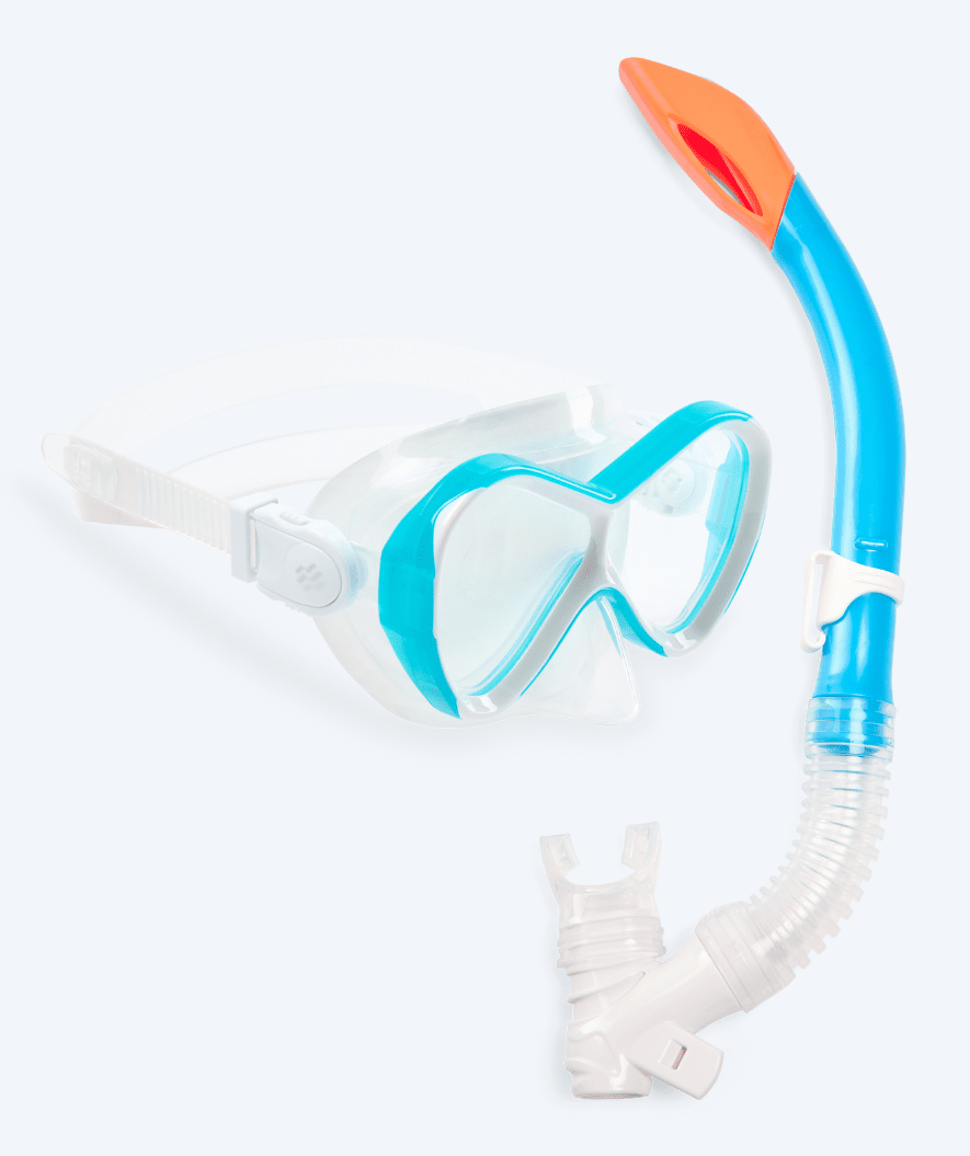 Watery Combo snorkelsett til barn - Triton Semi-dry - Lyseblå