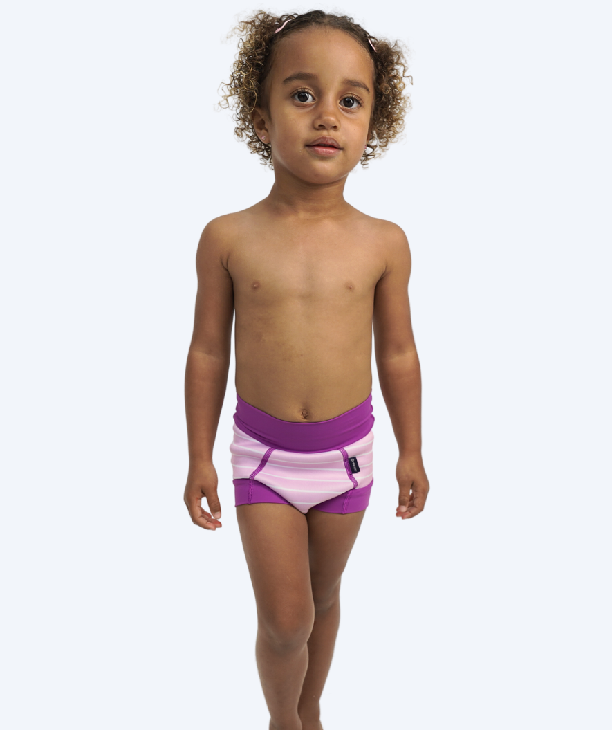 Watery bleiebadebukser til barn - Neoprene Swim Nappy - Purple Stripes