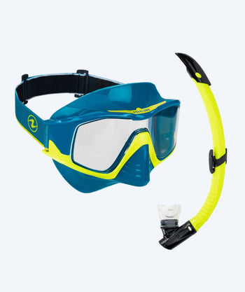 Aqualung Combo snorkelsett til voksne - Vita - Mørkeblå/gul