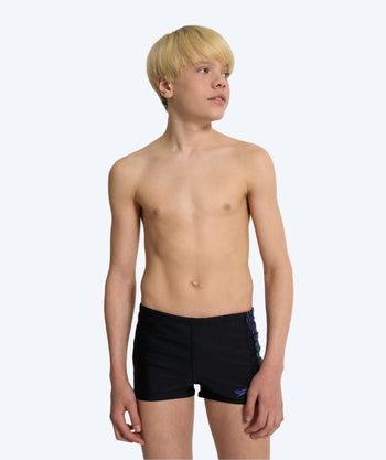 Speedo aquashorts til gutter - Plastisol Placement - Svart/Blå