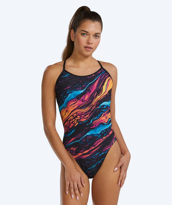 TYR badedrakt til damer - Durafast Elite Crosscutfit - Svart/multifarget