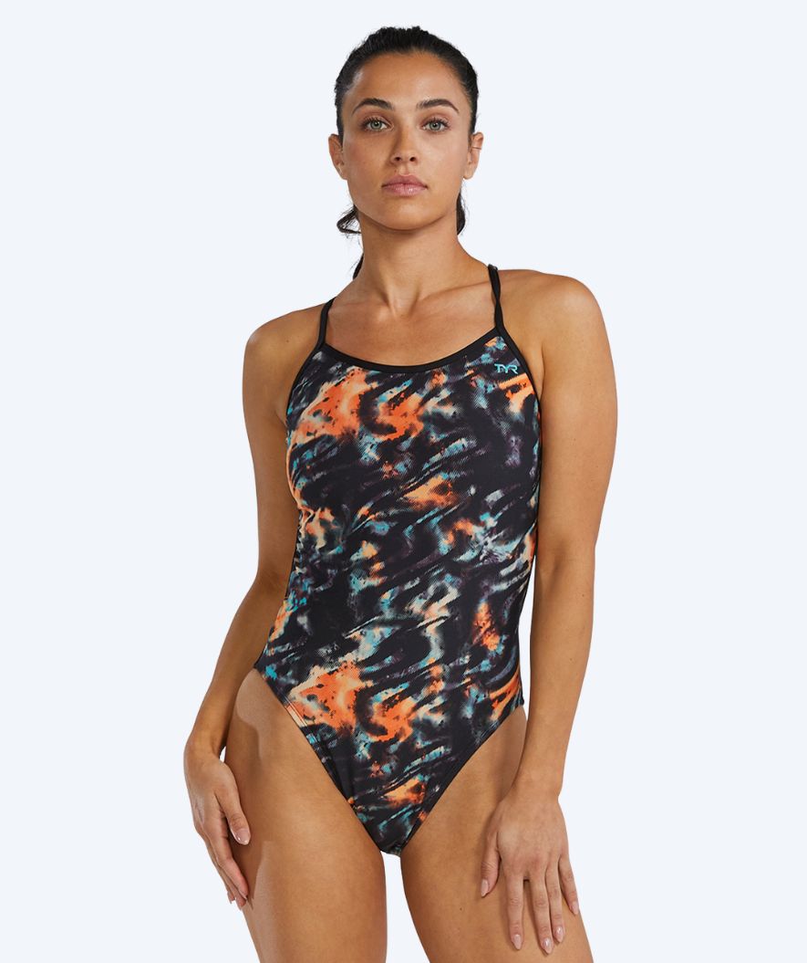 TYR badedrakt til damer - Durafast Elite Trinityfit - Svart/oransje