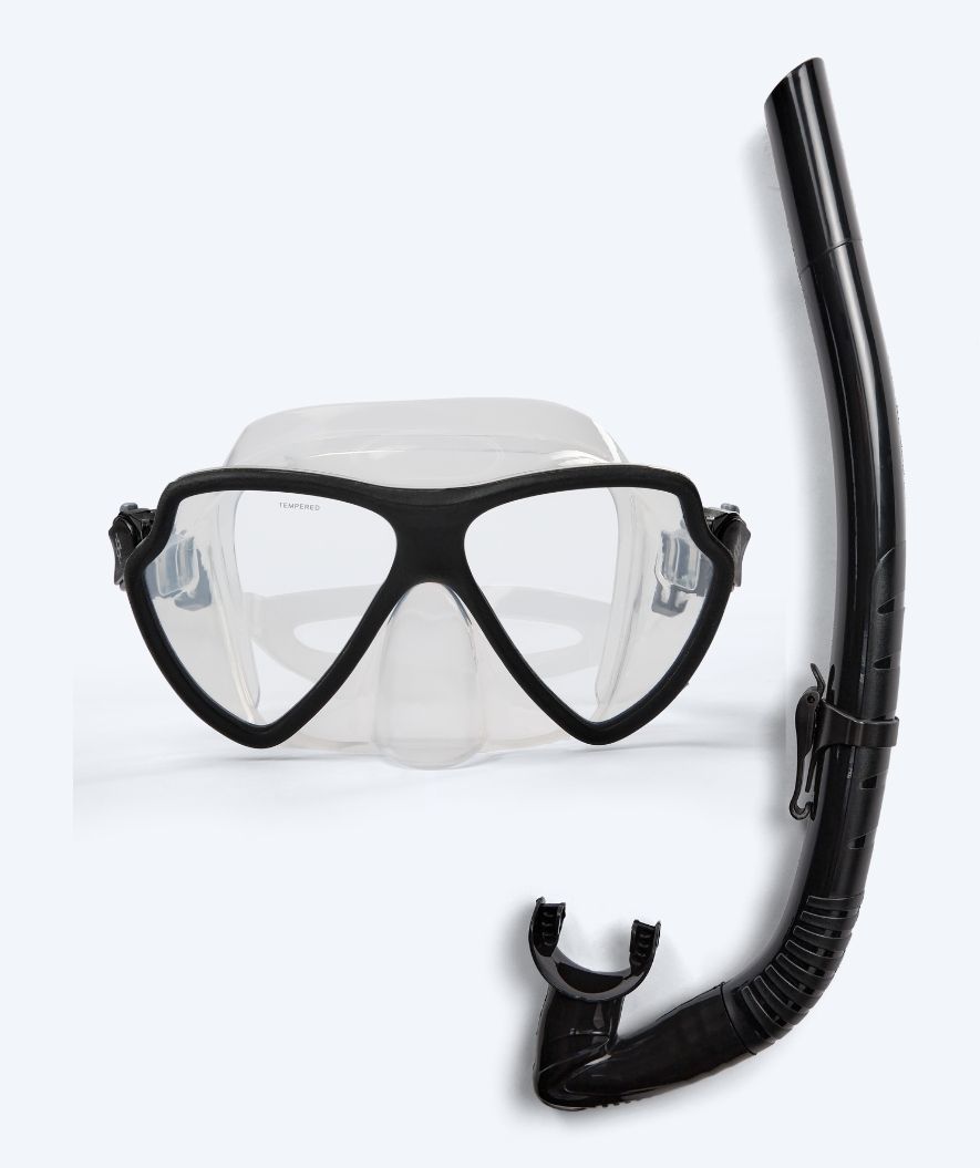 Watery Combo snorkelsett til voksne (fra 15 år) - Itzel - Svart