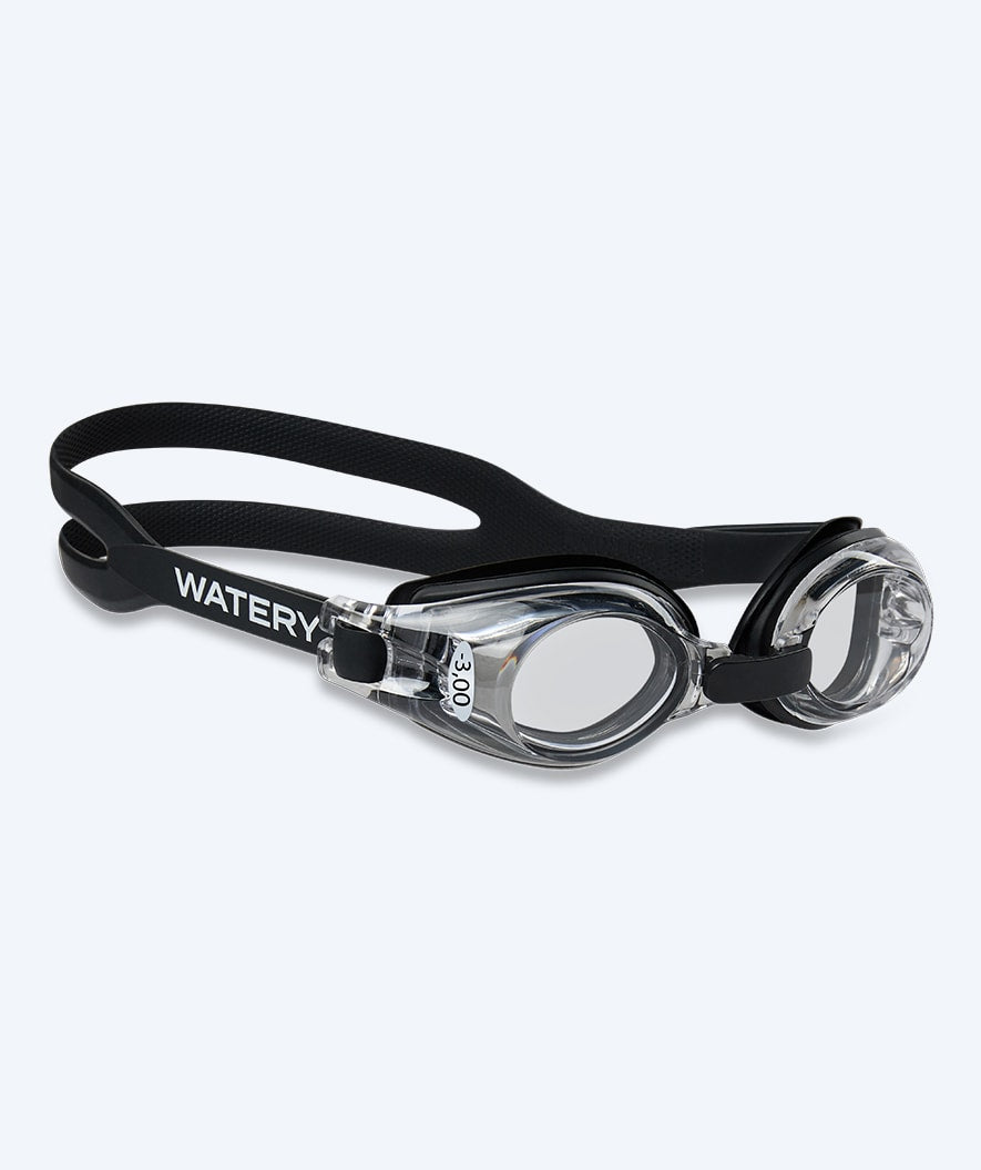 Watery nærsynte svømmebriller med styrke til barn - (-1.5) til (-5.5) - Matira - Svart (Smoke)