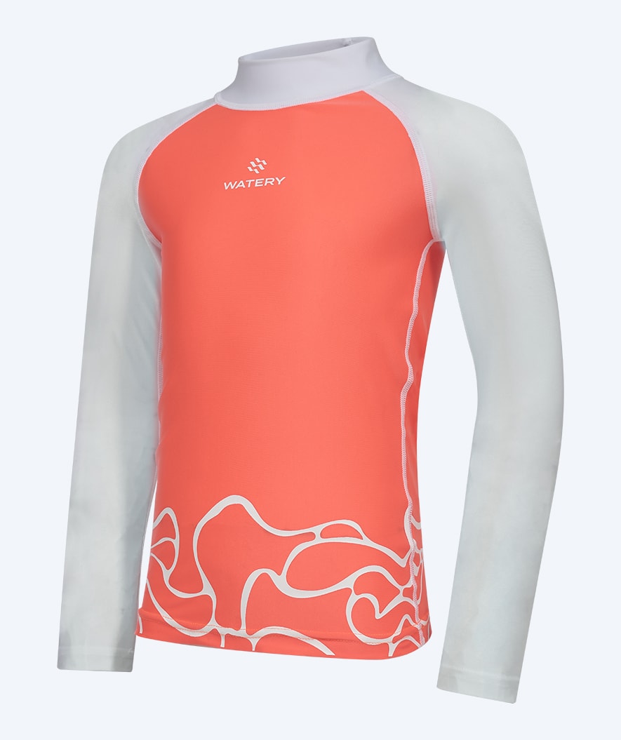 Watery UV-trøye til barn - Chilton Long Sleeve Rashguard - Rosa/hvit