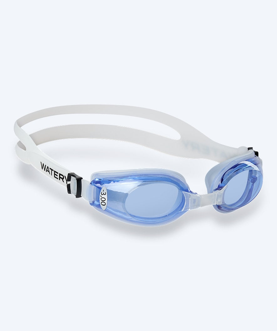 Watery nærsynte svømmebriller med styrke til voksne - (-2.5) til (-8.0) - Clivia - Gjennomsiktig (Blå)