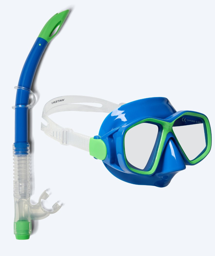 Watery Combo snorkelsett til barn (4-10) - Tropical - Blå/Grønn