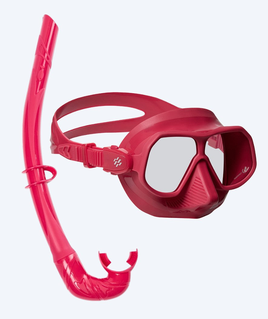 Watery Combo snorkelsett til voksne - Oceana/Cliff - Mørkerød/Rød
