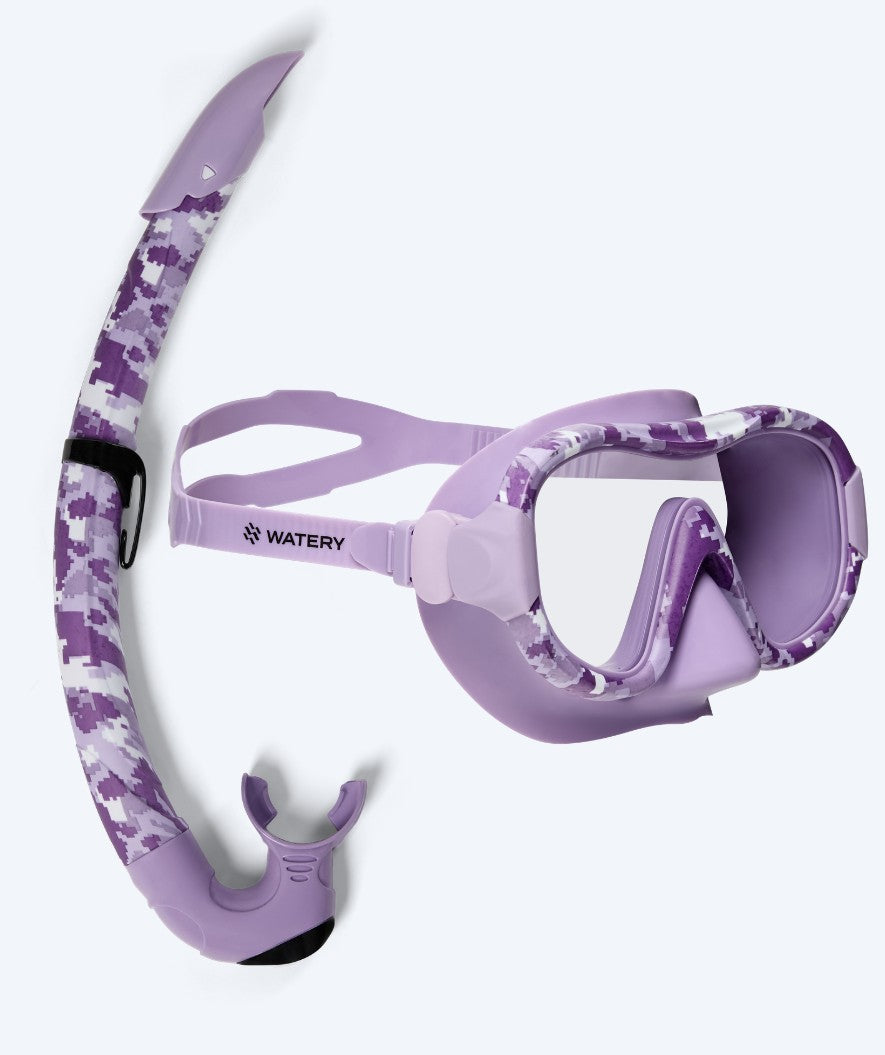 Watery Combo snorkelsett til voksne - Rudder Camo - Lilla