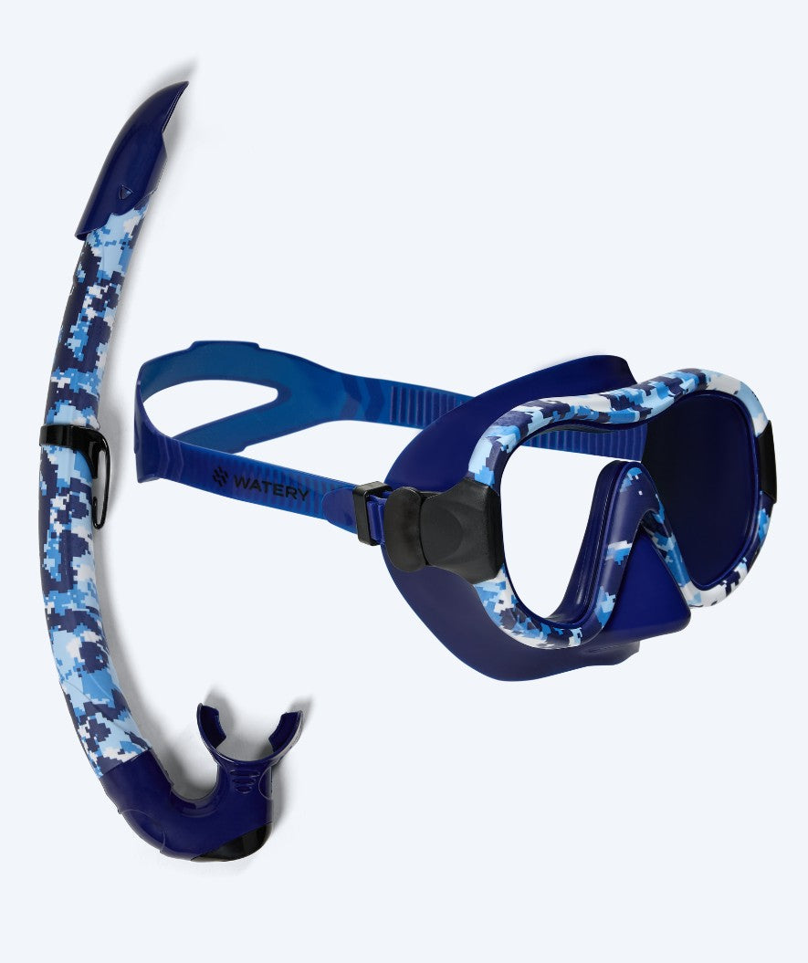 Watery Combo snorkelsett til voksne - Rudder Camo - Mørkeblå