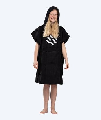 Watery badeponcho til junior (6-15) - Bomull - Svart